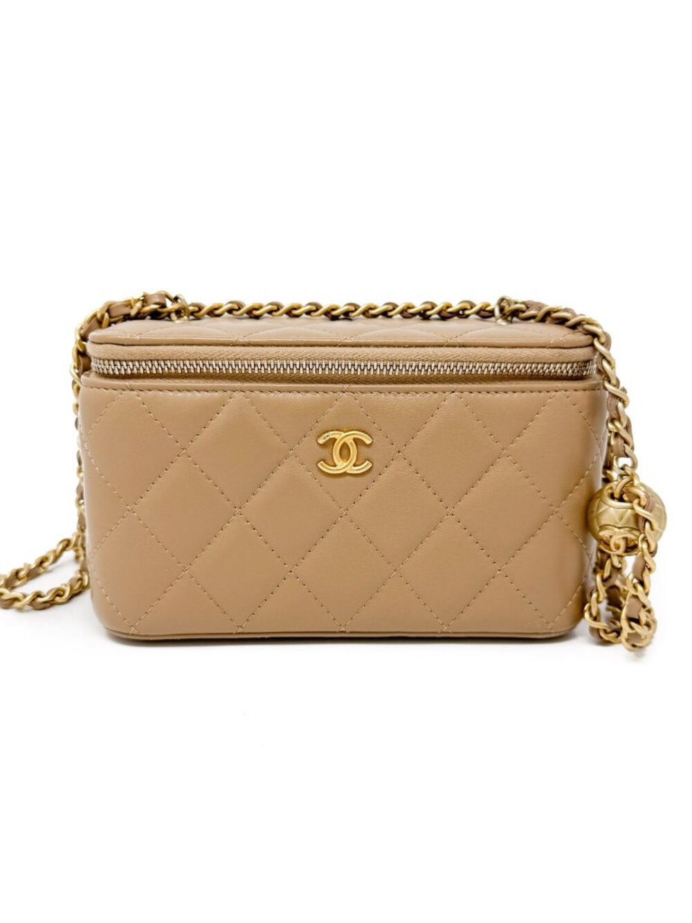 Chanel Beige Leather Coco Crush Vanity with Chain